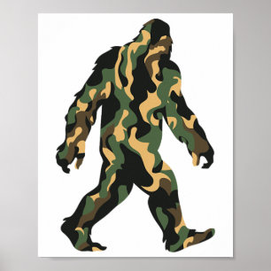 Poster Bigfoot Camo Sasquatch Camping Extérieur Hommes Fe