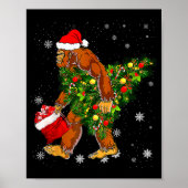 Poster Bigfoot Carrying Christmas Tree Sasquatch Believer (Devant)