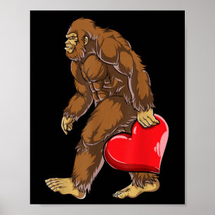 Poster Bigfoot Coeur Valentines Jour Garçons Hommes Aime 