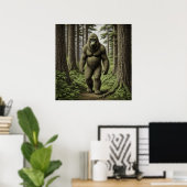 Poster Bigfoot debout dans les arbres art IA (Bureau à domicile)