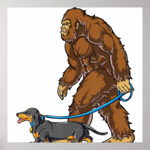 Poster Bigfoot Dog Walk Dachshund T Sasquatch Kids Men W