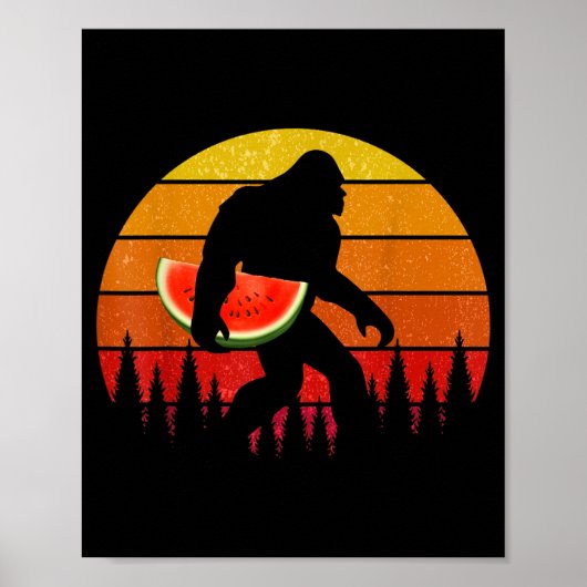 Poster Bigfoot Drôle Avec Tranche De Pastèque Melon Été (Devant)
