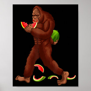 Poster Bigfoot drôle et tranche de pastèque été