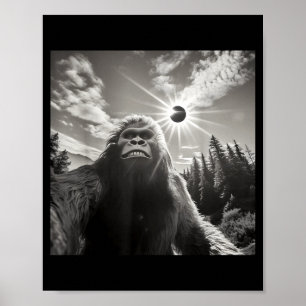 Poster Bigfoot Drôle Prenant un Selfie Éclipse Solaire