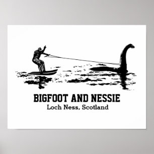 Poster Bigfoot et Nessie Loch Ness Texte personnalisé