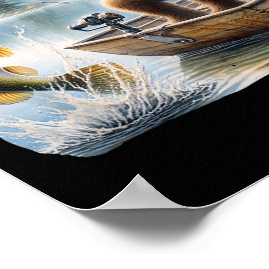 Poster Bigfoot Fishing Funny Sasquatch Été B Pêcheur (Coin)