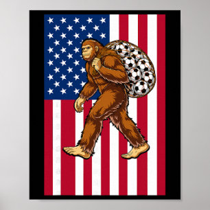 Poster Bigfoot Football Drapeau Usa Drôle Patriotique Sas