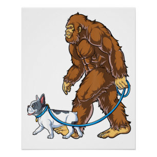 Poster Bigfoot Français Chien Chien Marche Drôle Sasquatc