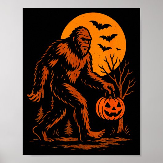 Poster Bigfoot Halloween Sasquatch Jack O Lantern (Devant)