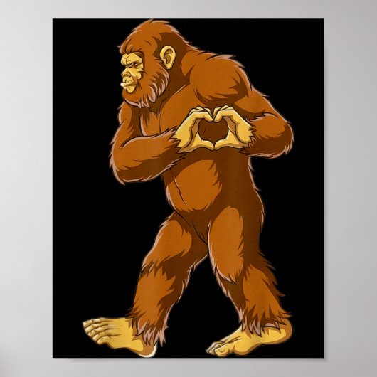 Poster Bigfoot Heart Hands Funny Sasquatch Lover Valentin (Devant)