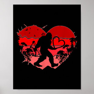 Poster Bigfoot Heart Valentines Day Bigfoot Valentine