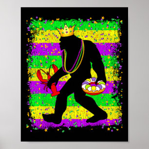 Poster Bigfoot Mardi Gras Sasquatch Drôle Hommes Enfants 