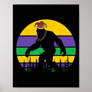 Poster Bigfoot Mardi Gras Sasquatch Drôle Hommes Enfants 
