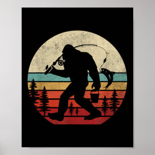 Poster Bigfoot Pêche drôle Rétro Sasquatch Papa Hommes En