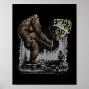 Poster Bigfoot Pêche Funny Sasquatch Poisson