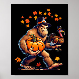 Poster Bigfoot Pèlerin Chapeau Jour de la dinde de Thanks