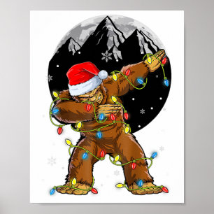 Poster Bigfoot Père Noël Christmas Tree Lights Xmas Boys 