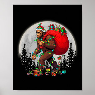 Poster Bigfoot Père Noël Feux d'arbre de Noël Funky Noël