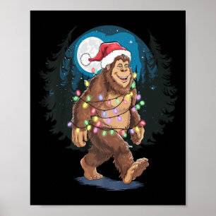 Poster Bigfoot Père Noël Feux d'arbre de Noël Funky Noël 