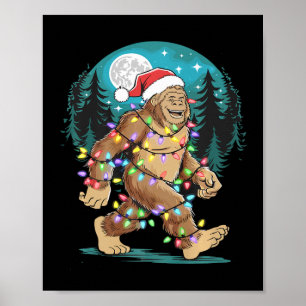 Poster Bigfoot Père Noël Feux d'arbre de Noël Funky Noël 
