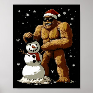 Poster Bigfoot Père Noël Snowman Garçons Hommes Noël Noël