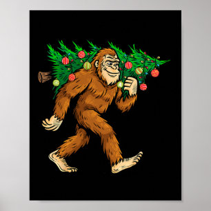 Poster Bigfoot portant Noël Arbre Sasquatch Croyant