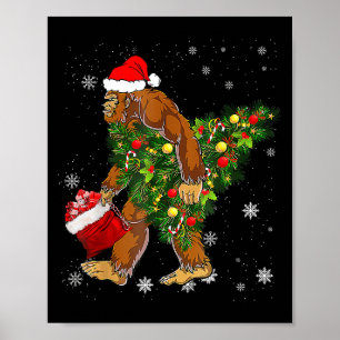 Poster Bigfoot portant Noël Arbre Sasquatch Croyant