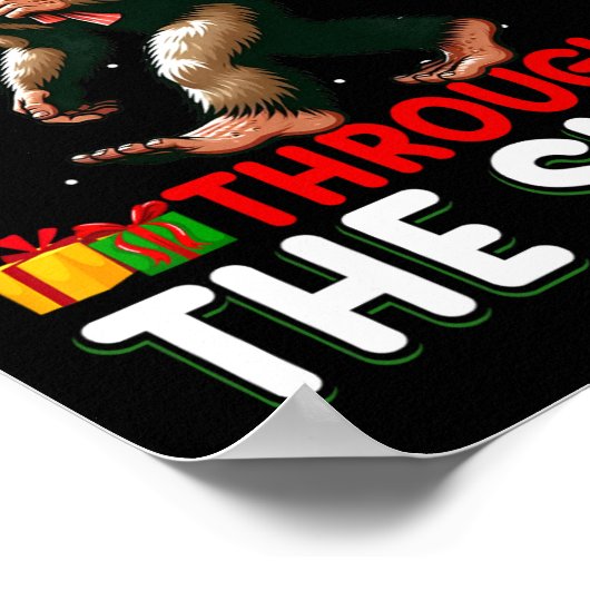 Poster Bigfoot ramassant à travers la neige Santa Hat Noë (Coin)