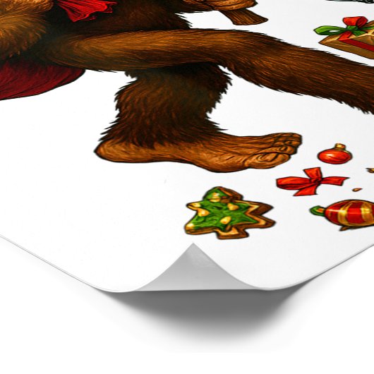Poster Bigfoot Santa Christmas Tree Lights Xmas Boys Men (Coin)