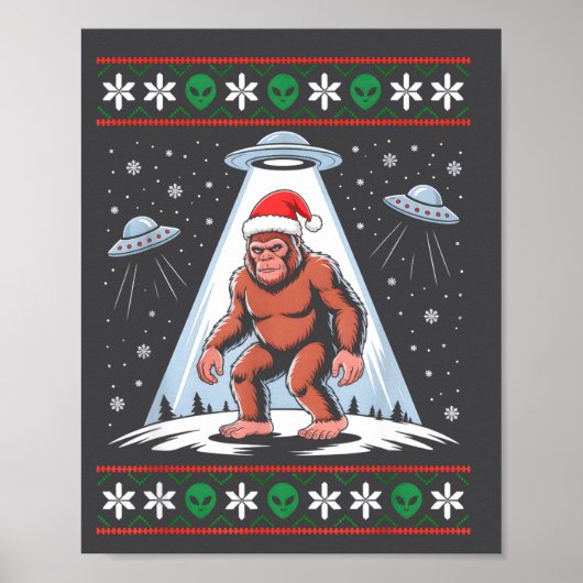 Poster Bigfoot Santa Ufo Alien Funny Ugly Christmas Sweat (Devant)