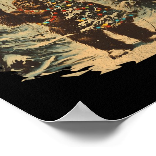 Poster Bigfoot sapin de Noël éclaire Tarot Xmas Sasquatat (Coin)