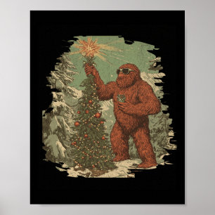Poster Bigfoot sapin de Noël éclaire Tarot Xmas Sasquatat