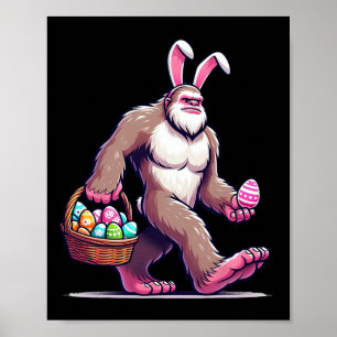 Poster Bigfoot Sasquatch Bunny Oeufs de Pâques Hommes Fem