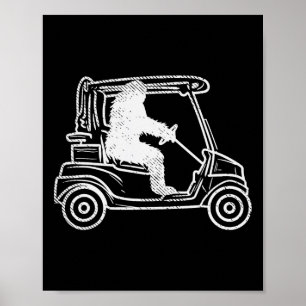 Poster Bigfoot Sasquatch Conduite Golf Panier Funny Golf