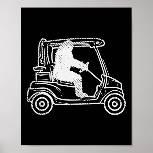 Poster Bigfoot Sasquatch Conduite Golf Panier Funny Golf (Devant)