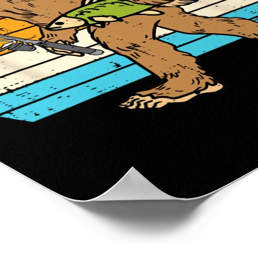 Poster Bigfoot Sasquatch Pêche Retro Pêcheur Hommes Femme (Coin)