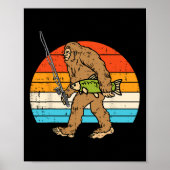 Poster Bigfoot Sasquatch Pêche Retro Pêcheur Hommes Femme (Devant)