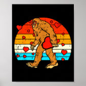 Poster Bigfoot Sasquatch Retro Heart Funny Valentines Day (Devant)