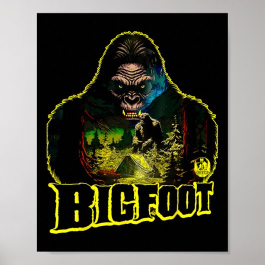 Poster Bigfoot Scary Camping Forest Woods Sasquatch Tent  (Devant)