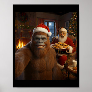 Poster Bigfoot selfie avec le Père Noël drôle de Noël moi