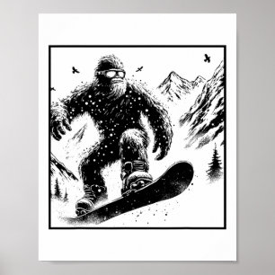 Poster Bigfoot Snowboardeur - Funny Sasquatch Snowboard