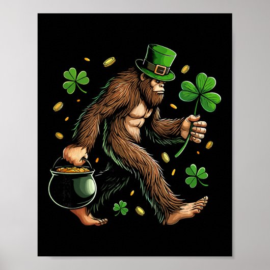 Poster Bigfoot St Patrick Funny Sasquatch Saint Pad (Devant)