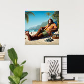 Poster Bigfoot sur la plage (Bureau à domicile)