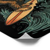 Poster Bigfoot Surfant Rétro Plage Cryptide Art Pour L'ét (Coin)