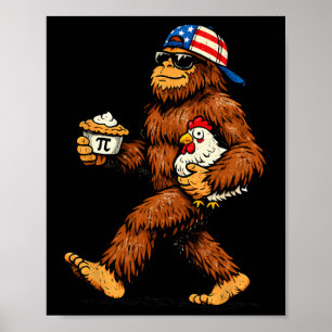 Poster Bigfoot tenant Pi Math poulet drôle Pi jour enseig