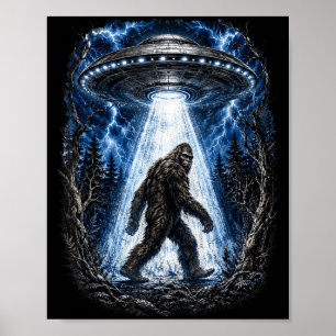 Poster Bigfoot ufo alien enlèvement drôle sasquatch