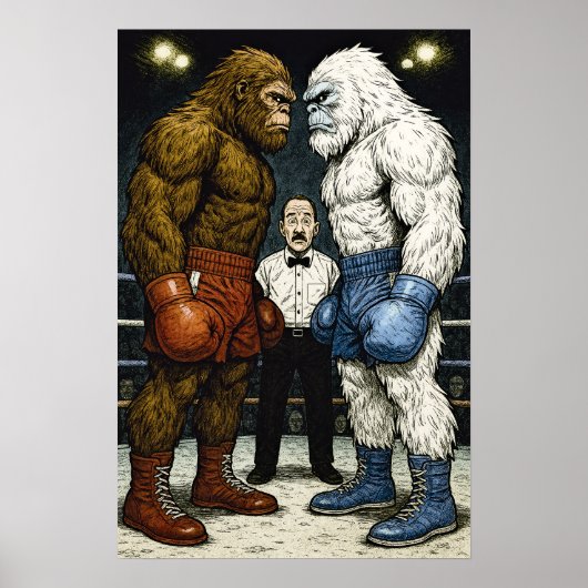 Poster Bigfoot Vs Yeti, match de boxe, B.I. (Devant)