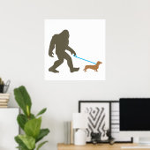 Poster Bigfoot Walking Dachshund Sasquatch Doxie Chig Cad (Bureau à domicile)