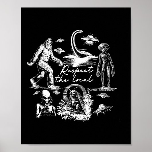 Poster Bigfoot Wendigo Cryptide OVNI Chasse Alien Respect (Devant)