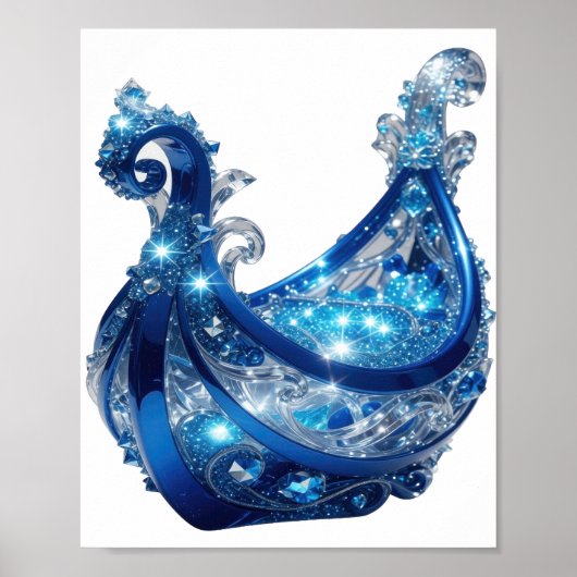 Poster Bijou Argenté BLEU de Luxe (Devant)